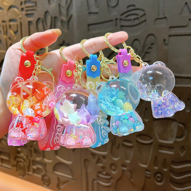 Wholesale Creative Sugar Bean Bear Oil Liquid Keychain